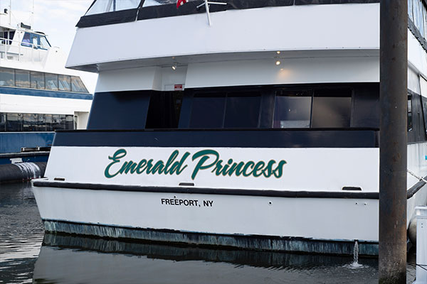 Bow of Emerald Princess boat from RMS Cruises